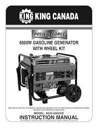King Canada KCG-6502GE 6500W Gasoline Generator w/ Electric Start & Wheel Kit.