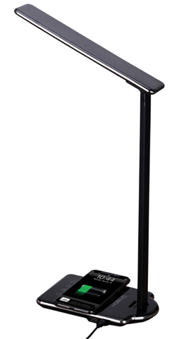 CJ Tech 72796 Dimmable LED Desk Lamp With Wireless Charging Pad - Black