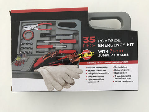 35 piece Roadside Emergency Tool Kit in storage case