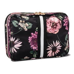 Sonia Kashuk Cosmetic Bag Overnighter Dark Floral w/ Webbing.