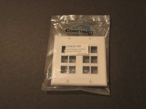 2-Gang Keystone WallPlate Faceplate 12 Hole - Twelve Port White