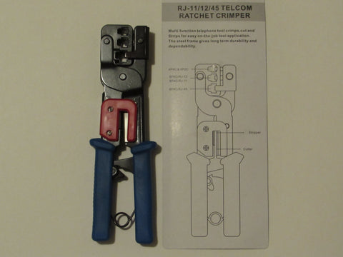 Ratchet Crimp Tool RJ11, RJ12, RJ45 Network Crimping Tool Cable Wire Stripper