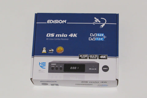 Edision mio 4K UHD HEVC h.265 DVB-S2X FTA STB E2 OS Linux Grey