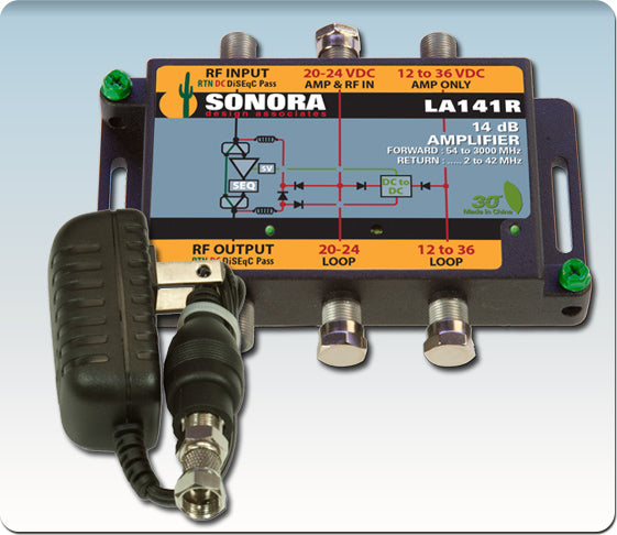 Sonora LA141R-T DBS OTA CATV Coaxial 14 DB Gain Inline Amplifier