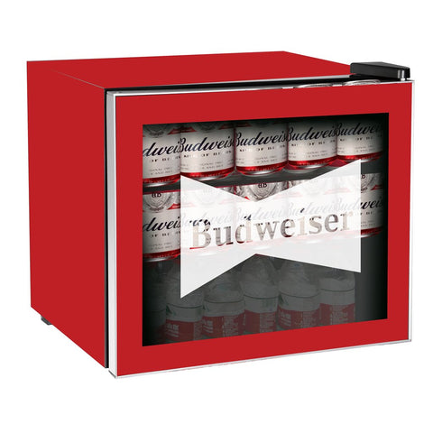 Budweiser 1.6 CU FT Glass Door Beverage Fridge - Red