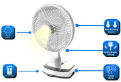 Technical Pro Adventure Series Adjustable Desk/Wall Fan with led Work lamp & Power Bank