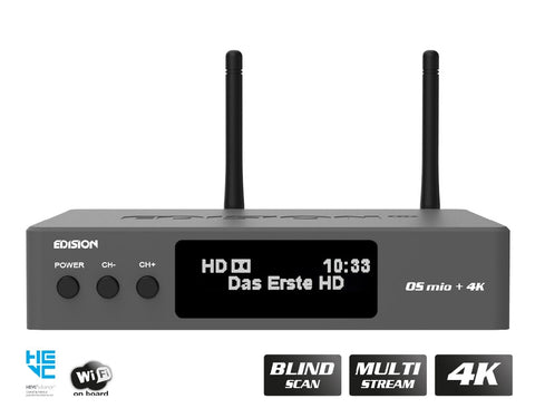 Edision OS Mio+ 4K DVBS2X / DVBS2 Dual Tuner FTA STB Free to air