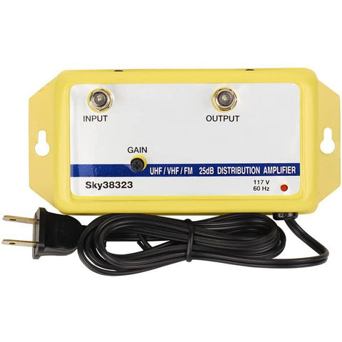 HomeWorx SKY38323 25-DB VHF/UHF/FM Distribution Amplifier w/ Variable Gain - Yellow.