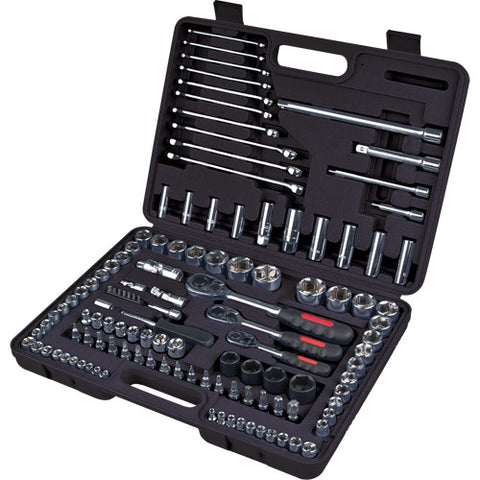 Aurora Tools 120-Piece 1/4", 3/8" and 1/2" Drive S.A.E./Metric Socket and Wrench Set