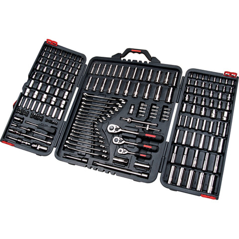 Aurora Tools 210-Piece 1/4", 3/8" and 1/2" Drive S.A.E./Metric Socket and Wrench Set