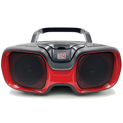 Sylvania SRCD1037BT-BLACK/RED Portable Bluetooth CD AM/FM Radio Boombox - Black/Red