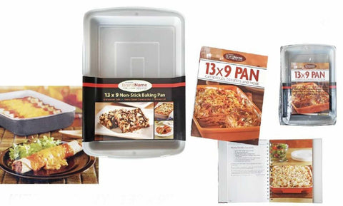 Kitchen Envy 3 Piece Set - 13"x9" Non-Stick Banking Pan, Lid w/ Cookbook