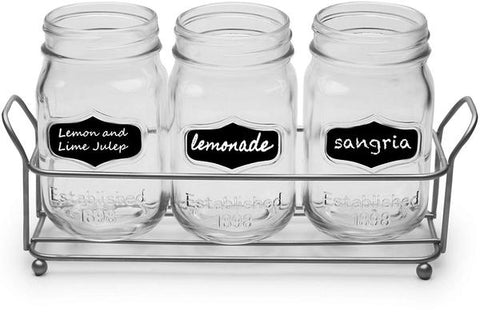 Circleware Trio Grand 4-Piece Cutlery Caddy w/ Mason Jars and Chalk