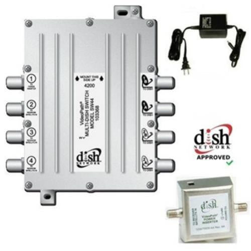 Videopath SW-44 (SW44) Multi-Dish Switch with Power Inverter & Adapter